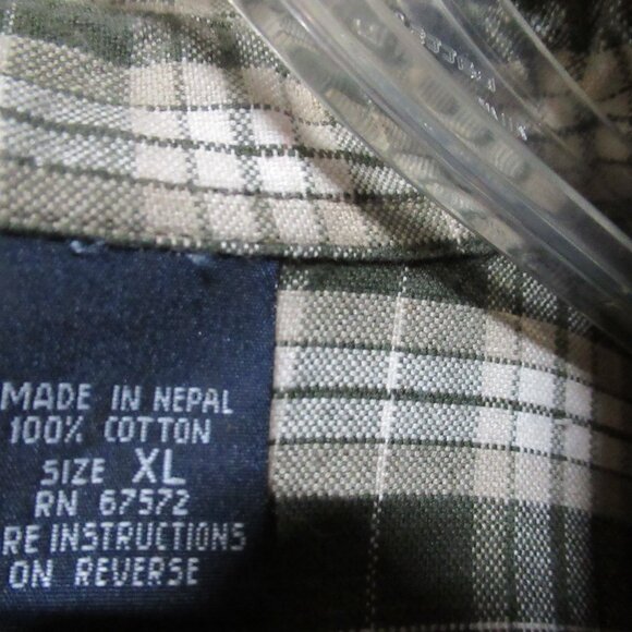 Men's Raw Edge Sportswear Green Plaid Button Down Shirt Size XL - Picture 7 of 7